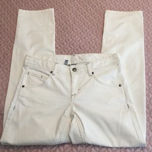 Athleta white denim Frontier jeans size 8